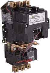 Square D - 24 Coil VAC at 60 Hz, 90 Amp, NEMA Size 3, Nonreversible Open Enclosure NEMA Motor Starter - 3 Phase hp: 25 at 200 VAC, 30 at 230 VAC, 50 at 460 VAC, 50 at 575 VAC - Exact Tool & Supply