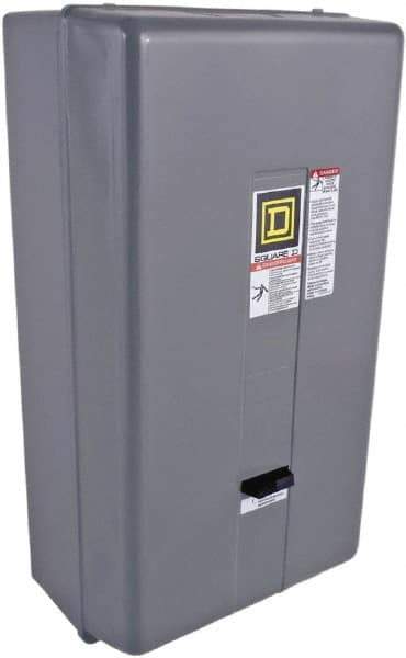 Square D - 220 Coil VAC at 50 Hz, 240 Coil VAC at 60 Hz, 135 Amp, NEMA Size 4, Nonreversible Enclosed Enclosure NEMA Motor Starter - 50 hp at 1 Phase, 1 Enclosure Rating - Exact Tool & Supply