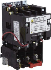 Square D - 277 Coil VAC at 60 Hz, 27 Amp, NEMA Size 1, Nonreversible Open Enclosure NEMA Motor Starter - 3 Phase hp: 10 at 460 VAC, 10 at 575 VAC, 7-1/2 at 200 VAC, 7-1/2 at 230 VAC - Exact Tool & Supply