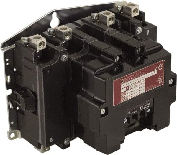 Square D - No Enclosure, 4 Pole, Electrically Held Lighting Contactor - 100 A (Tungsten), 220 VAC at 50 Hz, 240 VAC at 60 Hz - Exact Tool & Supply
