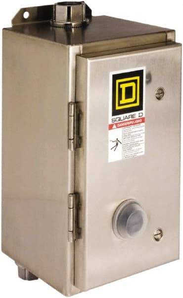 Square D - 440 Coil VAC at 50 Hz, 480 Coil VAC at 60 Hz, 45 Amp, NEMA Size 2, Nonreversible Enclosed Enclosure NEMA Motor Starter - 3 Phase hp: 10 at 200 VAC, 15 at 230 VAC, 25 at 460 VAC, 25 at 575 VAC, 4x Enclosure Rating - Exact Tool & Supply