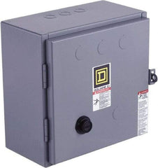 Square D - 220 Coil VAC at 50 Hz, 240 Coil VAC at 60 Hz, 27 Amp, NEMA Size 1, Reversible Enclosed Enclosure NEMA Motor Starter - 7-1/2 hp at 1 Phase, 1 Enclosure Rating - Exact Tool & Supply