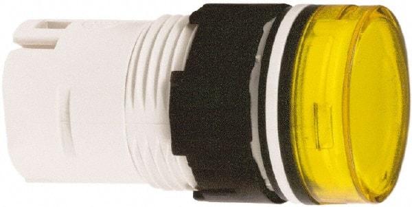 Schneider Electric - Yellow Lens LED Pilot Light - Round Lens, Shock Resistant, Vibration Resistant - Exact Tool & Supply