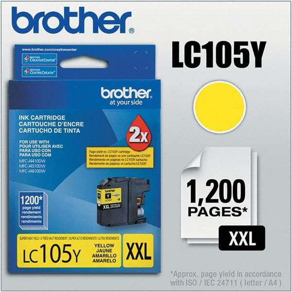 Brother - Yellow Ink Cartridge - Use with Brother MFC-J4310DW, J4410DW, J4510DW, J4610DW, J4710DW, J6520DW, J6720DW, J6920DW - Exact Tool & Supply
