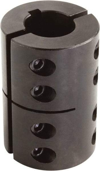 Climax Metal Products - 1" Inside x 2" Outside Diam, Two Piece Rigid Coupling with Keyway - 3" Long x 1/4" Keyway Width x 1/8" Keyway Depth - Exact Tool & Supply