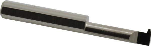 Accupro - 1" Cutting Depth, 12 Max TPI, 0.23" Diam, Acme Internal Thread, Solid Carbide, Single Point Threading Tool - Bright Finish, 2-1/2" OAL, 5/16" Shank Diam, 0.07" Projection from Edge, 29° Profile Angle - Exact Tool & Supply