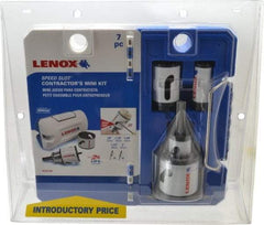 Lenox - 7 Piece, 7/8" to 2" Saw Diam, Contractor's Hole Saw Kit - Bi-Metal, Toothed Edge, Includes 5 Hole Saws - Exact Tool & Supply