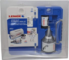 Lenox - 7 Piece, 1-1/4" to 2-1/2" Saw Diam, Plumber's Hole Saw Kit - Bi-Metal, Toothed Edge, Includes 5 Hole Saws - Exact Tool & Supply