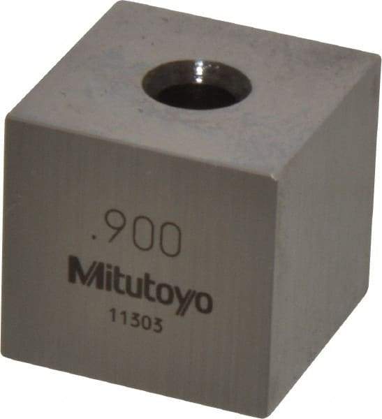 Mitutoyo - 0.9" Square Steel Gage Block - Accuracy Grade 0, Includes Certificate of Inspection - Exact Tool & Supply
