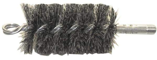 Schaefer Brush - 4-1/2" Brush Length, 6" Diam, Fiber Single Stem, Single Spiral Tube Brush - 8" Long, Tampico Fibre, 1/4" NPSM Male Connection - Exact Tool & Supply