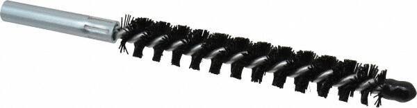 Schaefer Brush - 4" Brush Length, 9/16" Diam, Nylon Single Stem, Single Spiral Condenser Tube Brush - 6-1/4" Long, Nylon, 12-24 Female Connection - Exact Tool & Supply