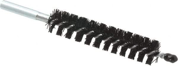 Schaefer Brush - 4" Brush Length, 13/16" Diam, Nylon Single Stem, Single Spiral Condenser Tube Brush - 6-1/4" Long, Nylon, 12-24 Female Connection - Exact Tool & Supply