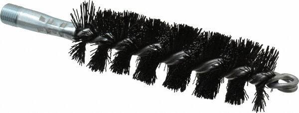 Schaefer Brush - 5" Brush Length, 1-1/2" Diam, Nylon Single Stem, Single Spiral Tube Brush - 7-1/4" Long, Nylon, 1/4" NPSM Male Connection - Exact Tool & Supply