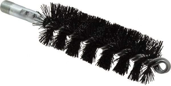 Schaefer Brush - 5" Brush Length, 1-3/4" Diam, Nylon Single Stem, Single Spiral Tube Brush - 7-1/4" Long, Nylon, 1/4" NPSM Male Connection - Exact Tool & Supply