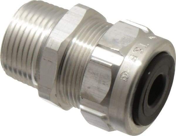 Thomas & Betts - 1/8 to 3/8" Cable Capacity, Liquidtight, Straight Strain Relief Cord Grip - 3/4 Thread, 1-25/32" Long, Aluminum - Exact Tool & Supply