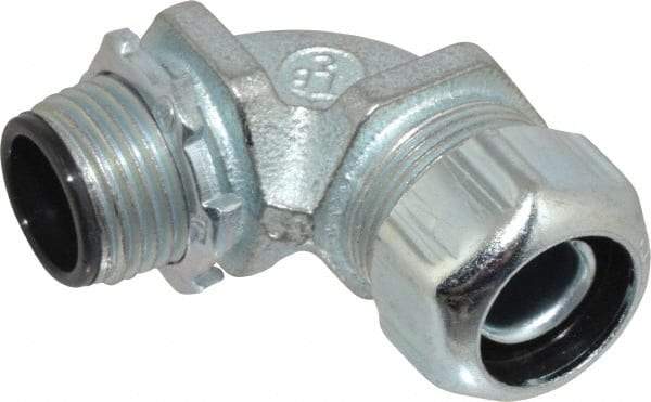 Thomas & Betts - 3/8" Trade, Steel Threaded Angled Liquidtight Conduit Connector - Insulated - Exact Tool & Supply