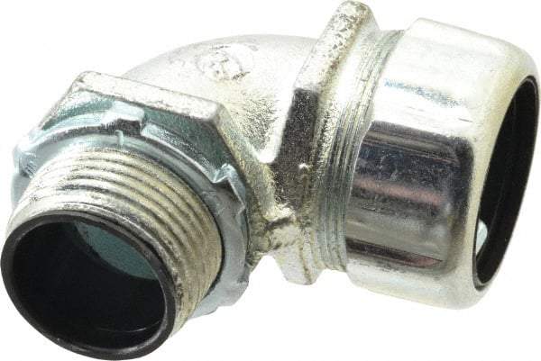 Thomas & Betts - 1" Trade, Steel Threaded Angled Liquidtight Conduit Connector - Insulated - Exact Tool & Supply