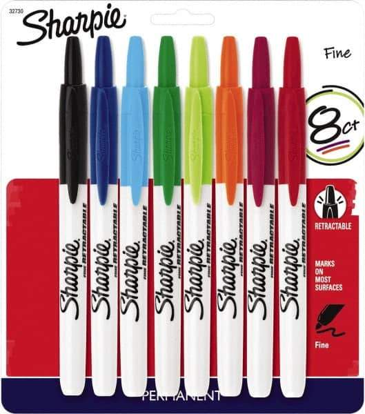 Sharpie - Assorted Colors, Permanent Marker - Retractable Fine Tip, AP Nontoxic Ink - Exact Tool & Supply