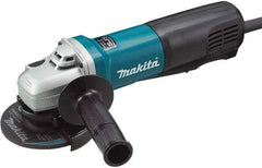 Makita - 4-1/2" Wheel Diam, 10,500 RPM, Corded Angle & Disc Grinder - 5/8-11 Spindle, 120 Volts, 10 Amps - Exact Tool & Supply
