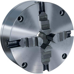 Pratt Burnerd America - Manual Lathe Chucks; Chuck Type: Independent ; Nominal Chuck Size: 6 ; Number of Jaws: 4 ; Mount: Plain Back ; Through-Hole Diameter (Decimal Inch): 1.7700 ; Body Material: Cast Iron (Semi-Steel) - Exact Tool & Supply