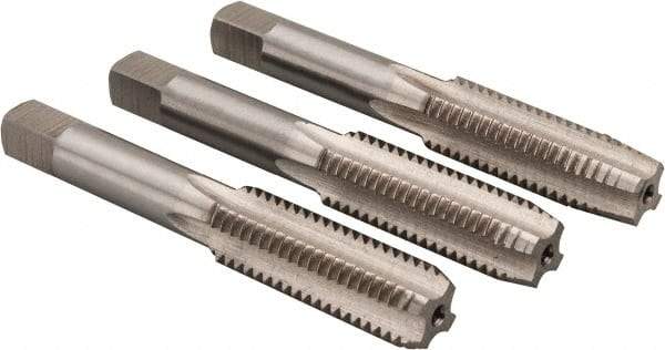 Cle-Line - M14x2.00 Metric, 4 Flute, Bottoming, Plug & Taper, Bright Finish, High Speed Steel Tap Set - Right Hand Cut, 3-37/64" OAL, 1-23/32" Thread Length, Series 0404 - Exact Tool & Supply
