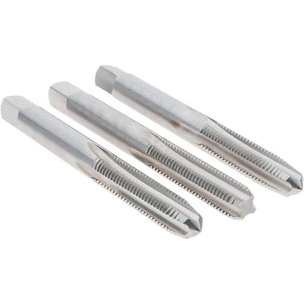 Cle-Line - 1/4-28 UNF, 4 Flute, Bottoming, Plug & Taper, Bright Finish, High Speed Steel Tap Set - Right Hand Cut, 2-1/2" OAL, 1" Thread Length, Series 0404 - Exact Tool & Supply