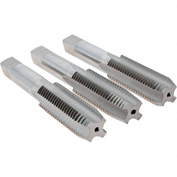 Cle-Line - M16x2.00 Metric, 4 Flute, Bottoming, Plug & Taper, Bright Finish, High Speed Steel Tap Set - Right Hand Cut, 3-51/64" OAL, 1-13/16" Thread Length, Series 0404 - Exact Tool & Supply