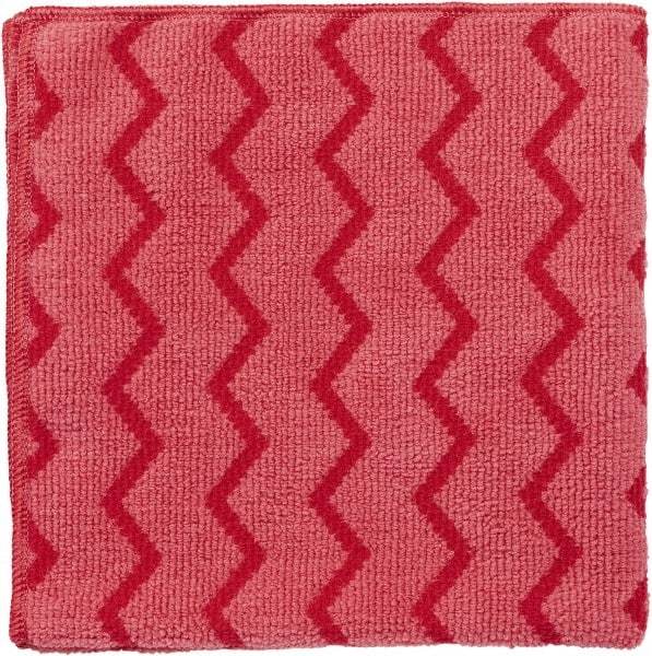 Rubbermaid - Dry Microfiber Wipes - Packet, 16" x 16" Sheet Size, Red - Exact Tool & Supply
