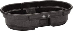 Rubbermaid - 50 Gallon Black Oval Plastic Stock Tank - 12" High x 31" Diam - Exact Tool & Supply