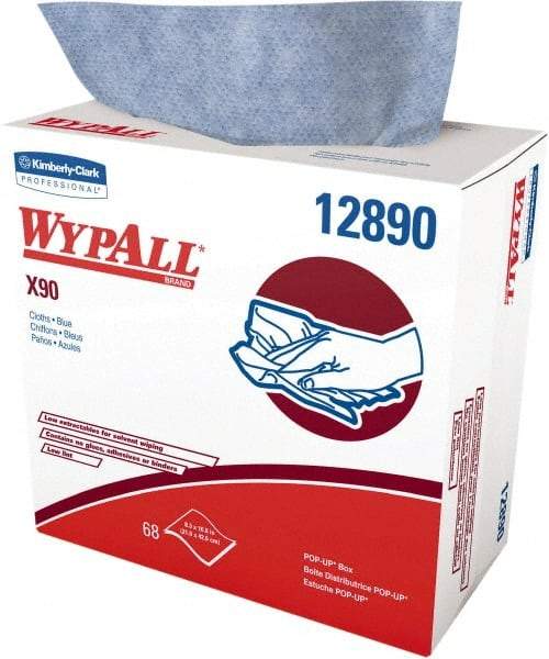 WypAll - X90 Dry Shop Towel/Industrial Wipes - Pop-Up, 16-3/4" x 8-1/4" Sheet Size, Blue - Exact Tool & Supply