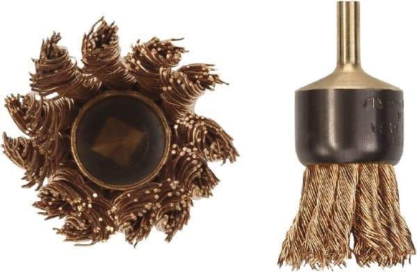 Ampco - 1" Brush Diam, Knotted, End Brush - 1/4" Diam Shank, 20,000 Max RPM - Exact Tool & Supply