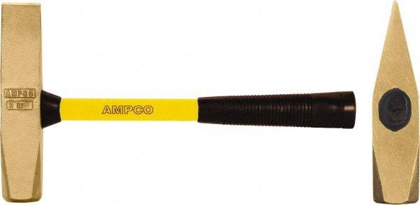 Ampco - 3 Lb Head Nonsparking Cutoff Hammer - 15" OAL, 15" Long Fiberglass Handle - Exact Tool & Supply