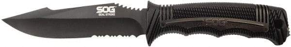 SOG Specialty Knives - 4-29/32" Long Blade, AUS-8 Stainless Steel, Partially Serrated, Fixed Blade Knife - 9.6" OAL, Includes Sheath - Exact Tool & Supply