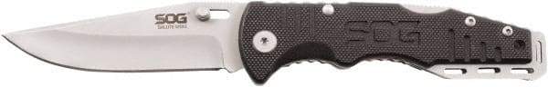 SOG Specialty Knives - 3-7/64" Blade, 7.1" OAL, Straight Clip Point Folding Knife - 4" Closed Length, G-10, 1 Blade, 1 Edge - Exact Tool & Supply