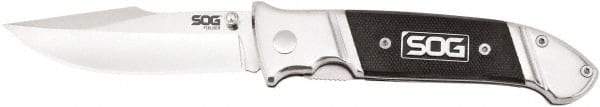SOG Specialty Knives - 3-19/64" Blade, 7.8" OAL, Straight Clip Point Folding Knife - 4-1/2" Closed Length, G-10, 1 Blade, 1 Edge - Exact Tool & Supply