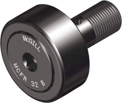 McGill - 30mm Roller Diam x 14mm Width, 12mm Stud Diam x 25mm Length, Crowned Sealed Stud Cam Follower with Hex - Steel, 14mm Thread Length, M12x1.5 Thread, 40mm OAL, 1,542 Lb Dynamic Cap, 1,810 Lb Static Cap - Exact Tool & Supply