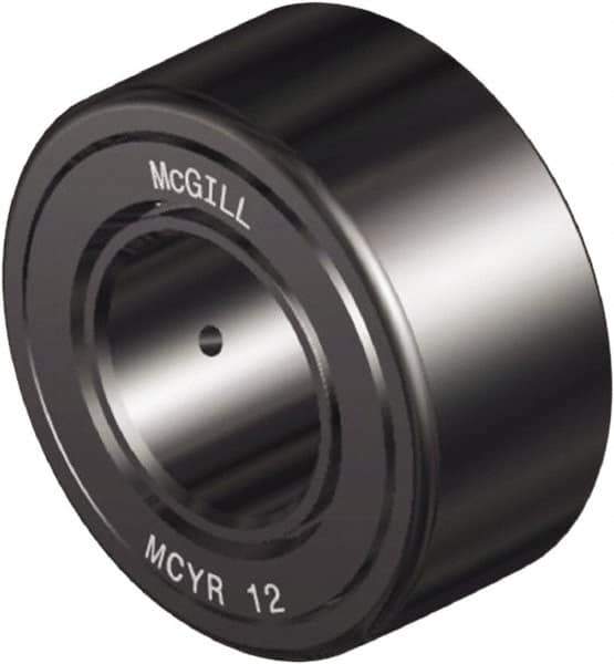 McGill - 8mm Bore, 24mm Roller Diam x 14mm Width, Steel Crowned Yoke Roller - 2,161 Lb Dynamic Load Capacity, 15mm Overall Width - Exact Tool & Supply