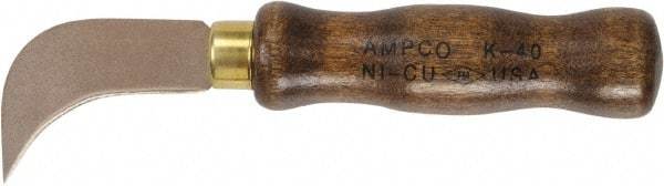 Ampco - 4-9/16" Long Blade, Nickel-Tin-Aluminum Alloy, Hooked, Linoleum Knife - 7-1/2" OAL - Exact Tool & Supply