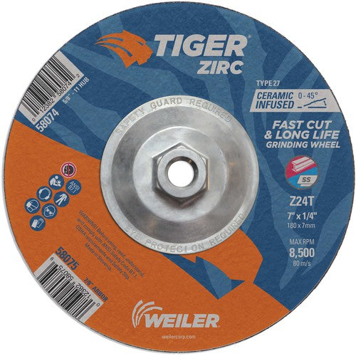 7X1/4 Z24T ZIRC T27 GRIND WHEEL - Exact Tool & Supply