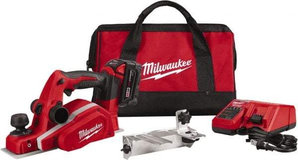 Milwaukee Tool - 18V 3-1/4" Planer - Battery, Charger, Bag and Bevel/Edge Guide, 2 Double Edge Blades Included - Exact Tool & Supply