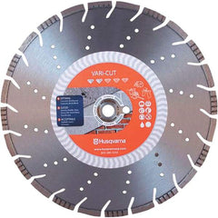 Husqvarna - 14" Diam, 25/32 & 1" Arbor Hole Diam, Continuous Edge Tooth Wet & Dry Cut Saw Blade - Diamond-Tipped, General Purpose Action, Standard Round Arbor - Exact Tool & Supply