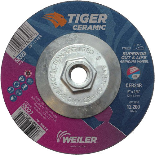 5X1/4 TIGER CERAMIC T27 GRIND WHL - Exact Tool & Supply