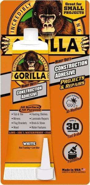 Gorilla Glue - White, Tube Silyl Terminated Polyether Construction Adhesive - -40 to 200°F Service Temperature, Indoor & Outdoor - Exact Tool & Supply