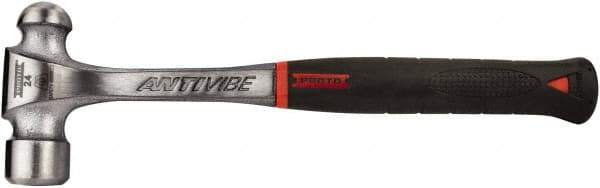 Proto - 1 Lb Head Steel Ball Pein Hammer - 12.87" Steel Handle with Grip, 1.31" Face Diam, 12-7/8" OAL, AntiVibe, Molded Textured Rubber Grip - Exact Tool & Supply