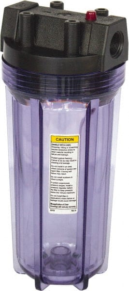 Value Collection - 3/4 Inch Pipe, FNPT x FNPT End Connections, 2-1/2 Cartridge Outside Diamerter, 9-3/4 Inch Long Cartridge, 12.25 Inch Long, Cartridge Filter Housing without Cartridge - Exact Tool & Supply
