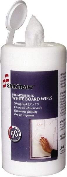 Ability One - Pre-Moistened White Board Wipes - Center Pull, 4-1/4" x 6-1/4" Sheet Size, White - Exact Tool & Supply