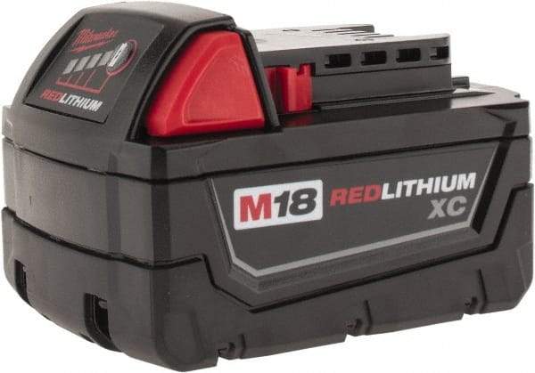 Milwaukee Tool - 18 Volt Lithium-Ion Power Tool Battery - 4 Ahr Capacity, 1-1/2 hr Charge Time, Series M18 XC RED - Exact Tool & Supply