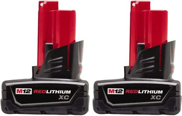 Milwaukee Tool - 12 Volt Lithium-Ion Power Tool Battery - 3 Ahr Capacity, 1 hr Charge Time, Series M12 XC RED - Exact Tool & Supply