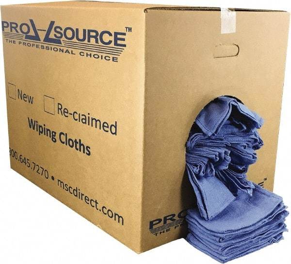 PRO-SOURCE - 25 Inch Long x 16 Inch Wide Virgin Cotton Rags - Blue, Huck, Lint Free, 50 Lbs. at 5 to 7 per Pound, Box - Exact Tool & Supply