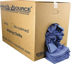 PRO-SOURCE - 25 Inch Long x 16 Inch Wide Virgin Cotton Rags - Blue, Huck, Lint Free, 50 Lbs. at 5 to 7 per Pound, Box - Exact Tool & Supply
